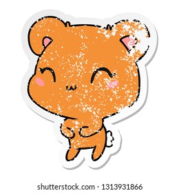 distressed sticker cartoon illustration kawaii cute teddy bear