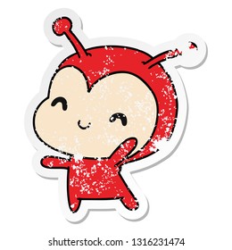 distressed sticker cartoon illustration kawaii of a cute lady bug