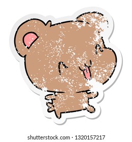 distressed sticker cartoon illustration kawaii cute happy bear
