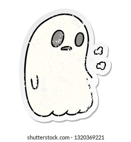 distressed sticker cartoon illustration of a kawaii cute ghost