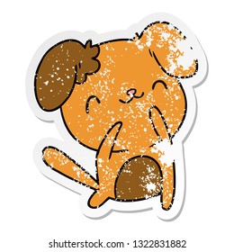 distressed sticker cartoon illustration kawaii of a cute dog
