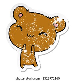 distressed sticker cartoon illustration kawaii cute teddy bear
