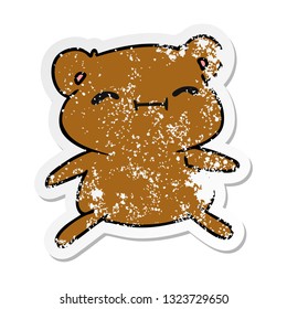 distressed sticker cartoon illustration kawaii cute teddy bear