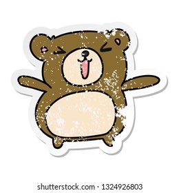 distressed sticker cartoon illustration kawaii cute teddy bear