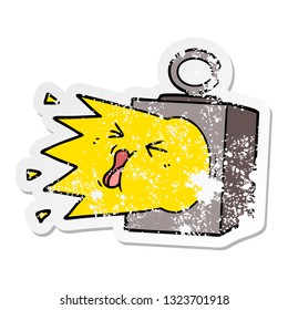 distressed sticker of a cartoon industrial lamp