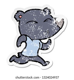 pegatina angustiada de un oso cazador de caricaturas
