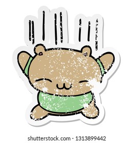 pegatina angustiada de un caricaturista saltando a un oso