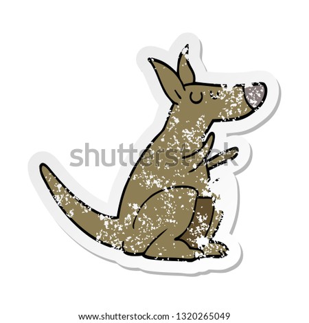 distressed sticker of a cartoon kangaroo