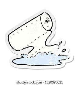 distressed sticker of a cartoon kitchen towel soaking up spill