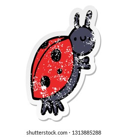 distressed sticker of a cartoon ladybug