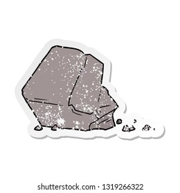 distressed sticker of a cartoon large rock