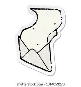 distressed sticker of a cartoon letter and envelope