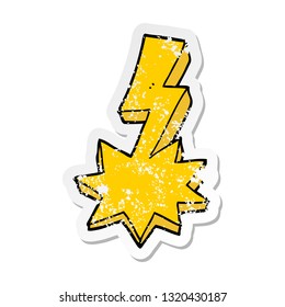 distressed sticker of a cartoon lightning strike