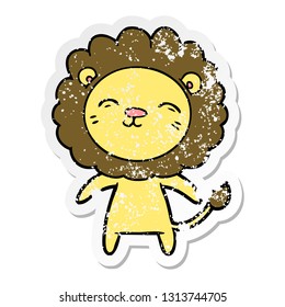 distressed sticker of a cartoon lion