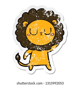 distressed sticker of a cartoon lion