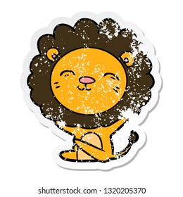 distressed sticker of a cartoon lion