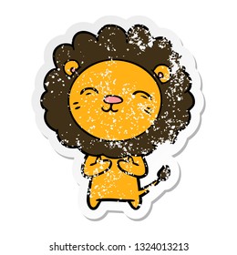 distressed sticker of a cartoon lion