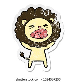 distressed sticker of a cartoon lion