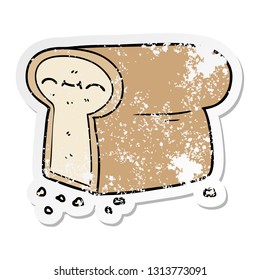 pegatina angustiada de un pan de caricatura