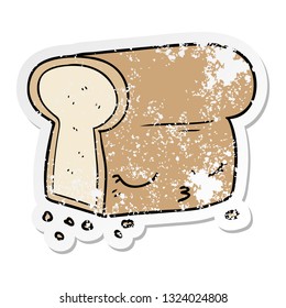 distressed sticker of a cartoon loaf of bread