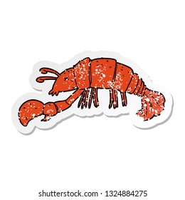distressed sticker of a cartoon lobster