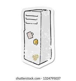 distressed sticker of a cartoon locker