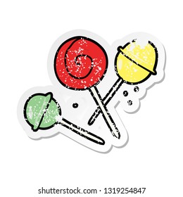 distressed sticker of a cartoon lollipop