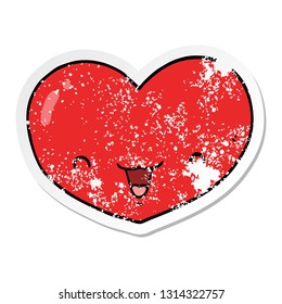 distressed sticker of a cartoon love heart character