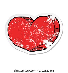 distressed sticker of a cartoon love heart