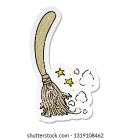 distressed sticker of a cartoon magic broom