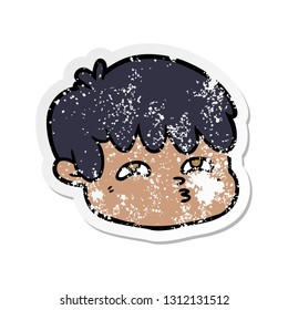 distressed sticker of a cartoon male face