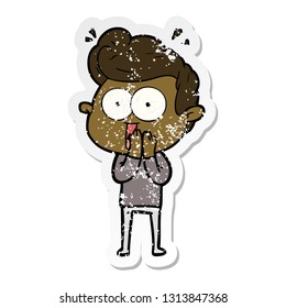 distressed sticker of a cartoon man