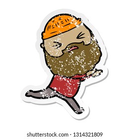 distressed sticker of a cartoon man with beard