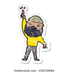 distressed sticker of a cartoon man with beard