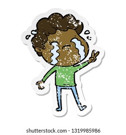 pegatina angustiada de un caricaturista llorando