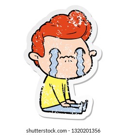 pegatina angustiada de un caricaturista llorando