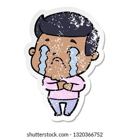 pegatina angustiada de un caricaturista llorando
