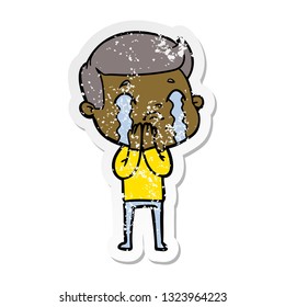 pegatina angustiada de un caricaturista llorando
