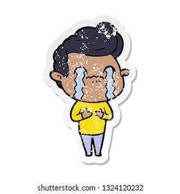 pegatina angustiada de un caricaturista llorando