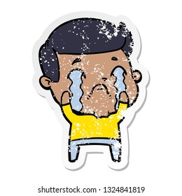 pegatina angustiada de un caricaturista llorando