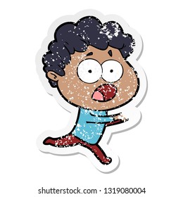 bedrückter Aufkleber eines Cartoon-Mannes, der überrascht