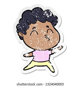 distressed sticker of a cartoon man pouting