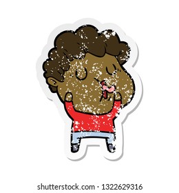 distressed sticker of a cartoon man pulling face