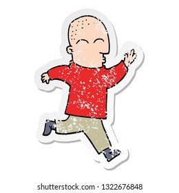 distressed sticker of a cartoon man running