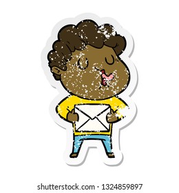 distressed sticker of a cartoon man singing