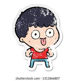distressed sticker of a cartoon man staring