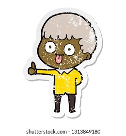 distressed sticker of a cartoon man staring