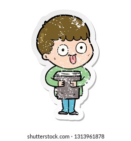 distressed sticker of a cartoon man staring
