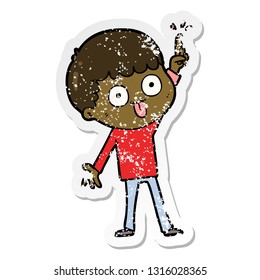 distressed sticker of a cartoon man staring