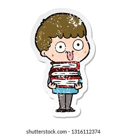 distressed sticker of a cartoon man staring